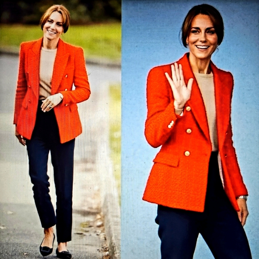 Zara Orange Double-Breasted Blazer